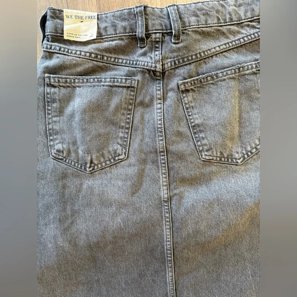 NWOT free people Come As You Are Denim Maxi Skirt Mid Rise Cotton Size 2 Grey - Picture 7 of 9